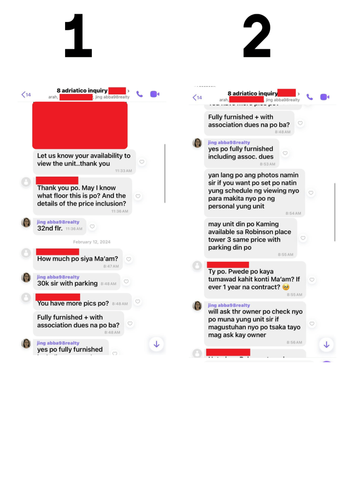 8 Adriatico prospect or renter looking for a 1 bedroom unit.